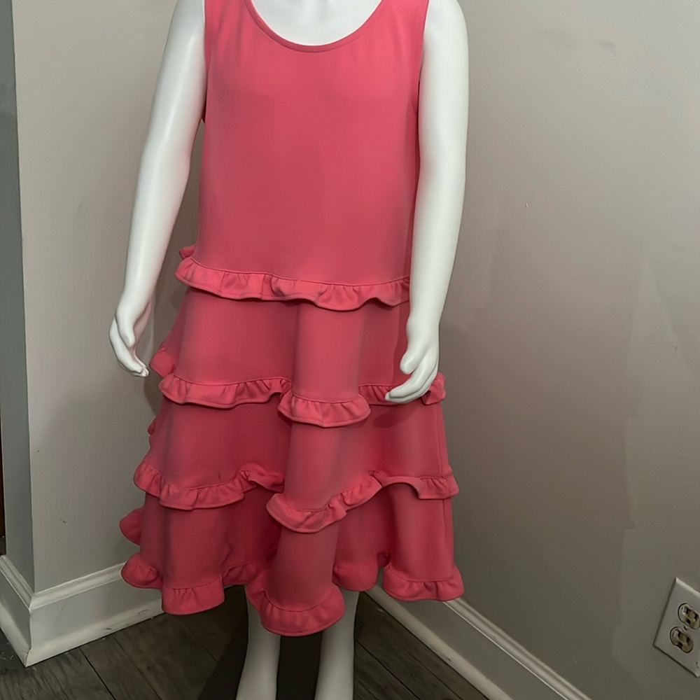 Girls size 14 pink dress with ruffles